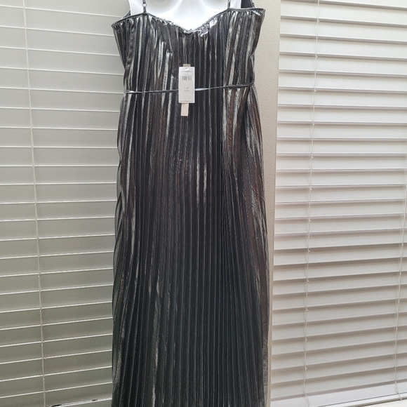 NWT Banana Republic 14P metallic pleated maxi - Picture 5 of 5